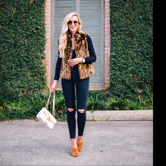 J crew leopard faux fur vest - Picture 1 of 9